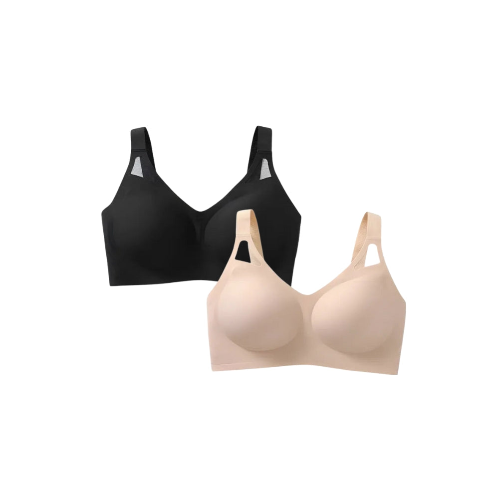 Conjunto de sostenes sin costuras em negro y nude, con ótima sustentação y comodidad para lencería feminina.