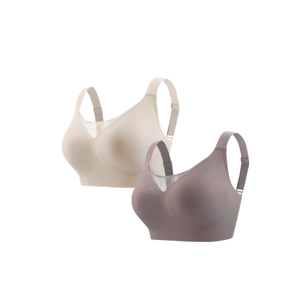 Kit 2 sostenes Compress diario Top moldeador Plus Size sostén Compress diario Top moldeador Plus Size beige y marrón