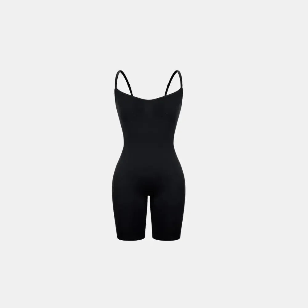 Body Elegance moldeador negro, exibido na vista frontal, destacando o design de tirantes finas y a moldeado sin costuras, ideal para proporcionar comodidad y suavidade no uso diario.